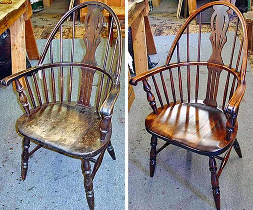 Windsor chair before and after refinishing