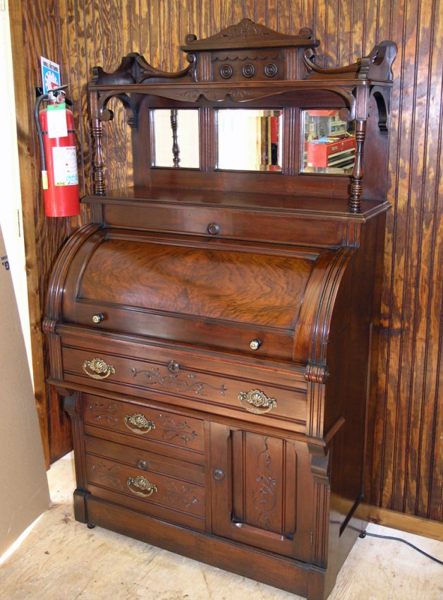 Eastlake cylinder desk after restoration