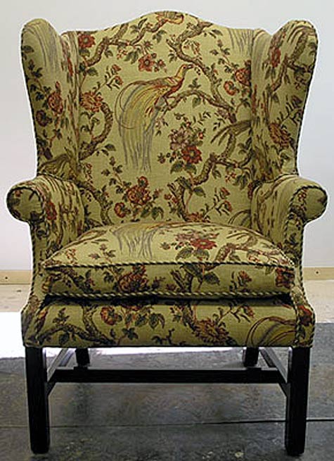 Wing chair repaired and reupholstered