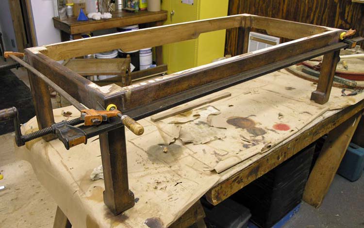 Coffee table glued and clamped