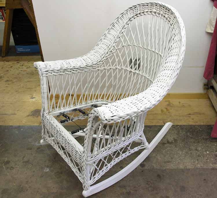 Repaired wicker rocker