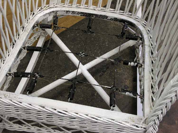 Repaired wicker rocker stretchers