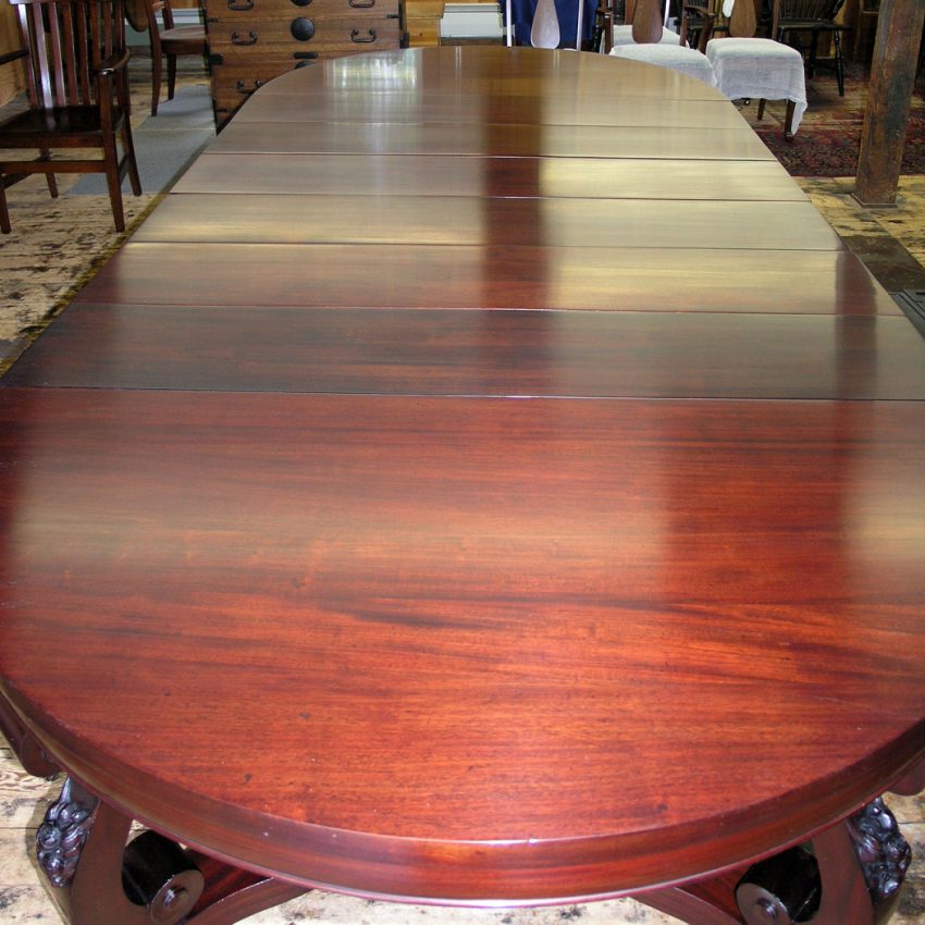 Mahogany dining table after refinishing