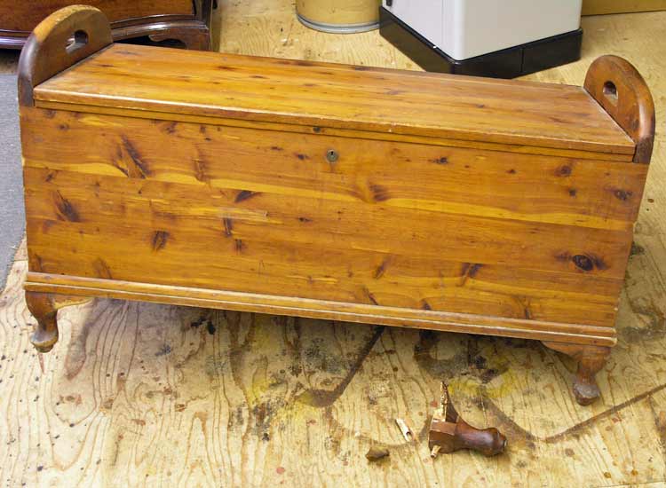 Cedar chest before restoration