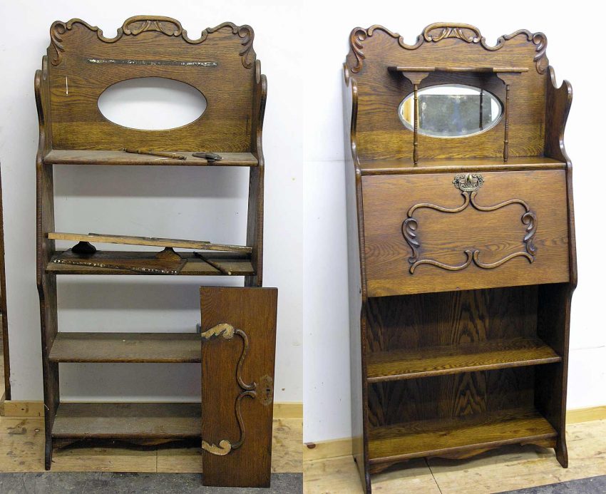 Larkin desk before and after restoration
