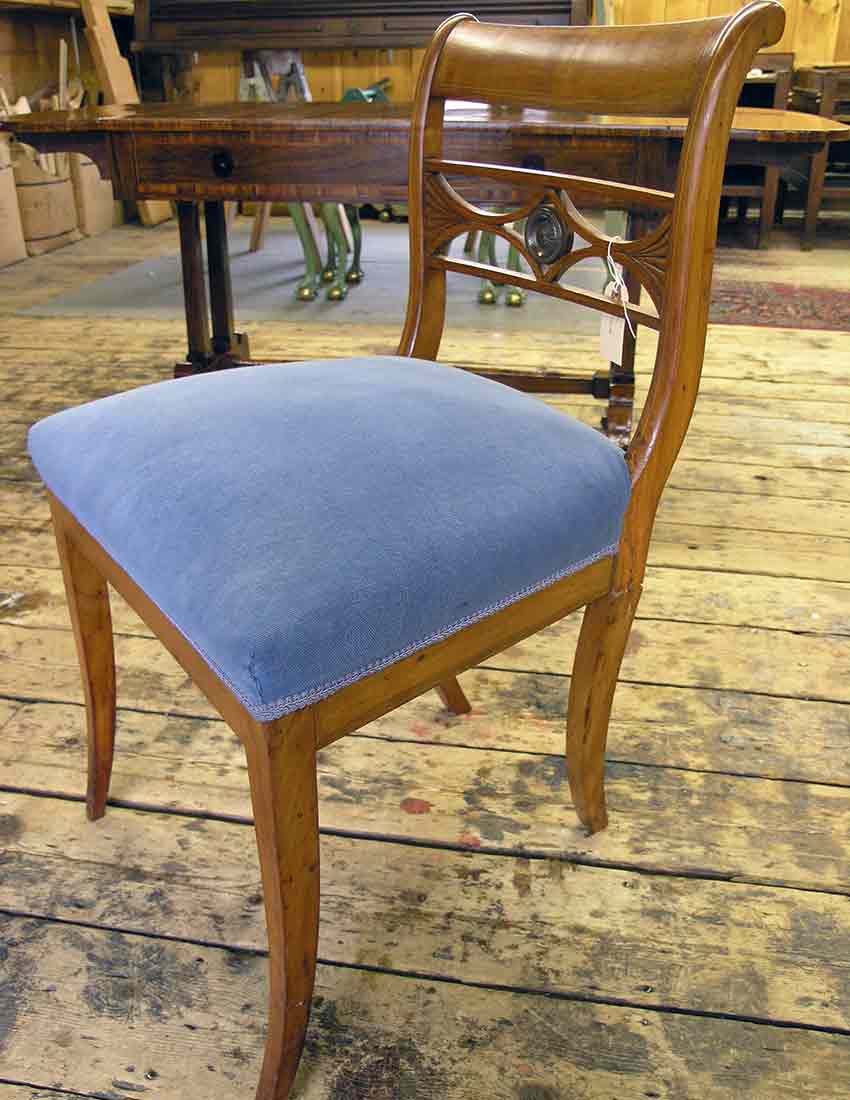 Biedermeier chair before repairing the back leg