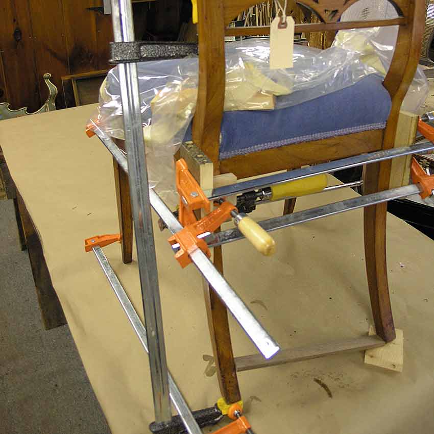 Biedermeier chair glued and clamped