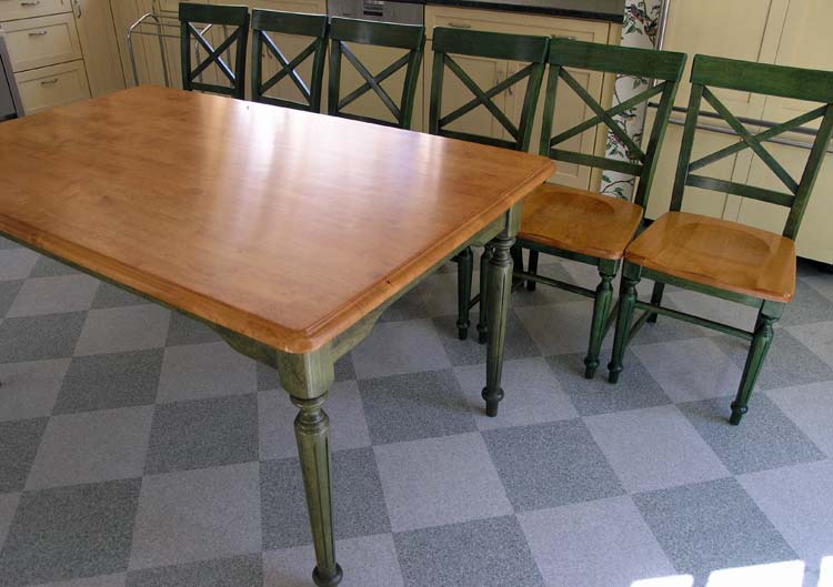 Kitchen table and chairs after refinishing