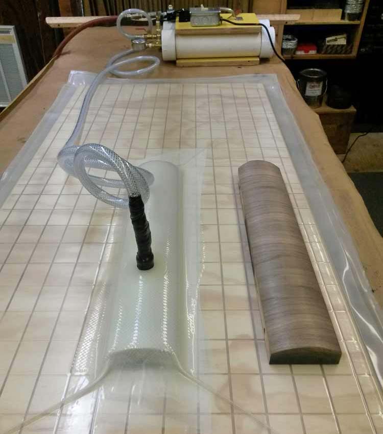 Vacuum press used to glue on veneer