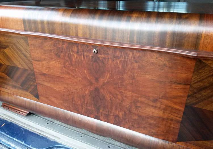 Close up of refinished Lane cedar chest