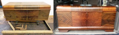 Lane cedar chest before and after restoration