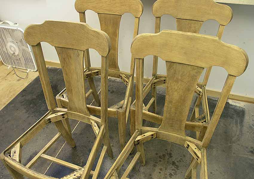 4 Oak chairs stripped and sanded