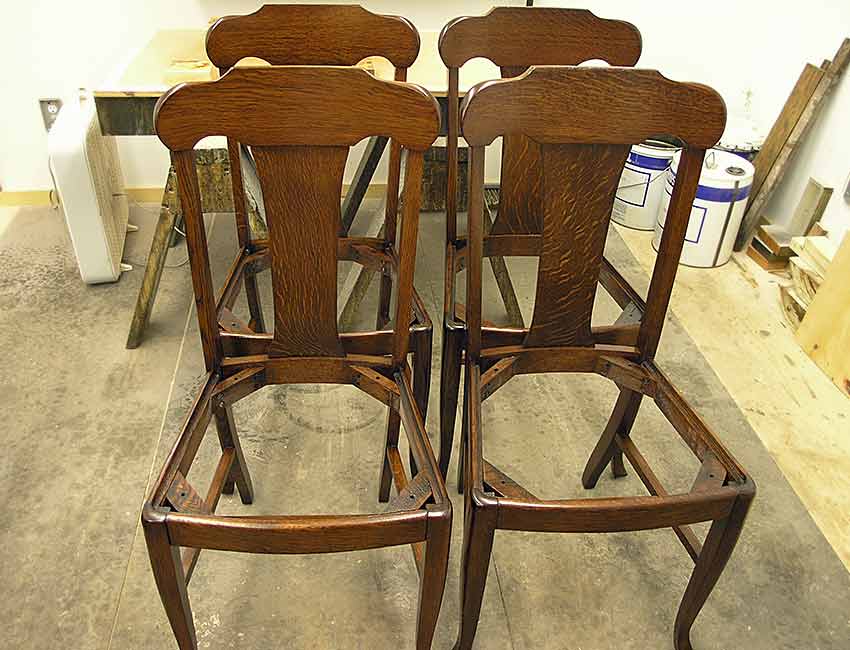 4 Oak chairs after refinishing