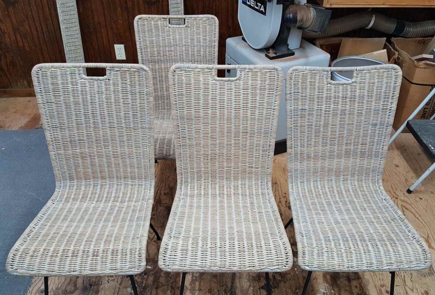 4 Wicker chairs and table after restoration