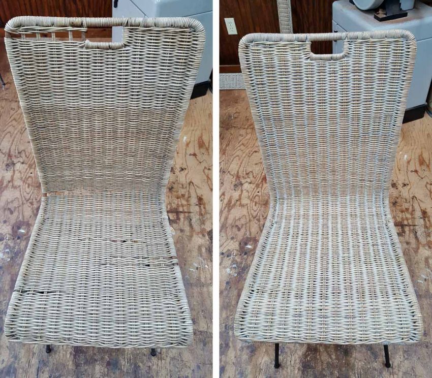 Wicker chair before and after repair