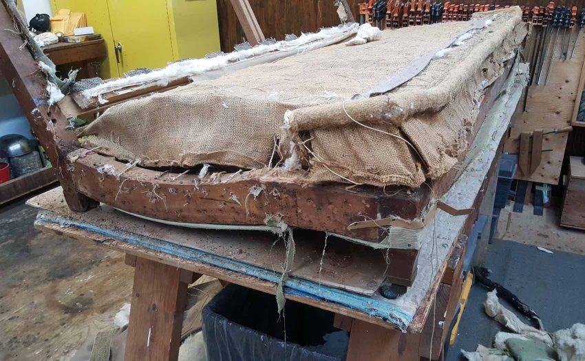 Removing upholstery from the sofa frame