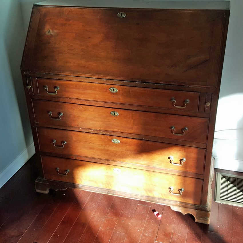 Slant top desk before restoration