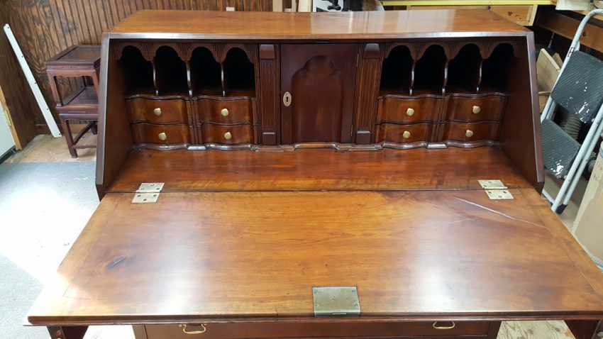 Restored desk with lid open